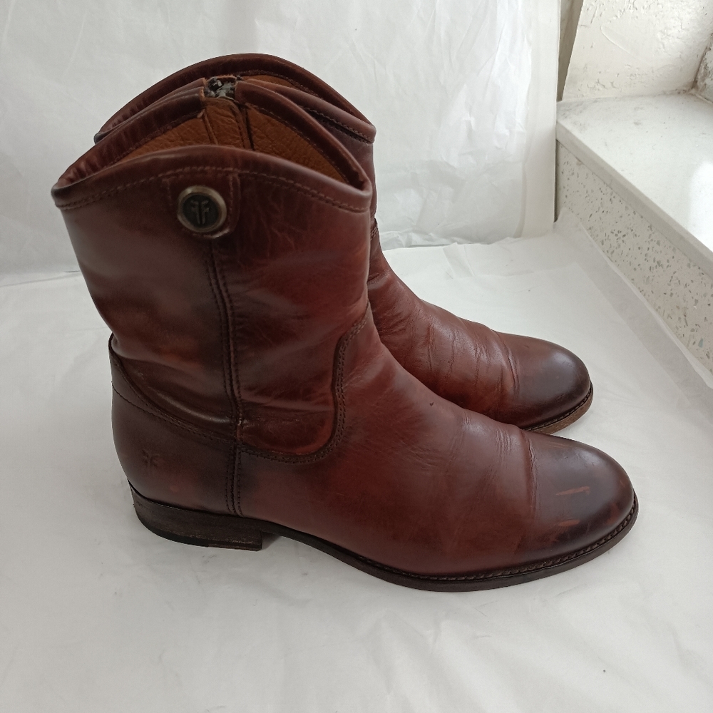 Frye Melissa Button Short Boot Pull Up Leathersiz… - image 1